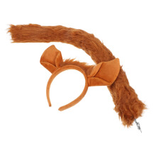 3Sets Fox Party Costume Brown Fox Ears Headband and Tail for Women