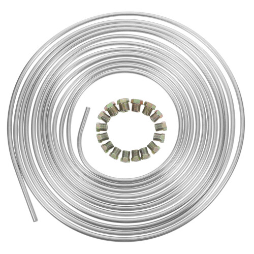 2Sets Precision Machined Silver Galvanized Car Brake Clutch Hose Kit 1