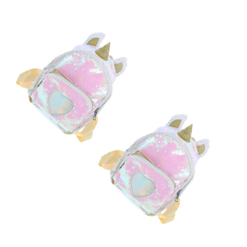 2Pcs Travel Backpack Sequins School Student Daypack 2