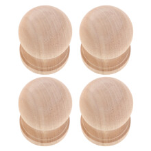 12Pcs Light Yellow Wood Round Bun Foot Finials Classic Home Decoration