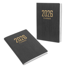 4Pcs Small Daily Planner Notepad Paper PU Black for Task Scheduling