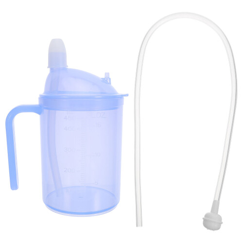 Blue Spill Proof Elderly Sippy Cup Adaptive Nursing Mug
