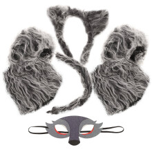 3Sets Complete Cosplay Prop Wool Mask Tail Gloves