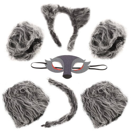 3Sets Complete Cosplay Prop Wool Mask Tail Gloves 1