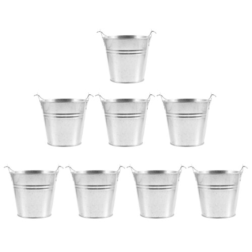 16Pcs Decorative Small Metal Buckets Silver Candy Snack Holders