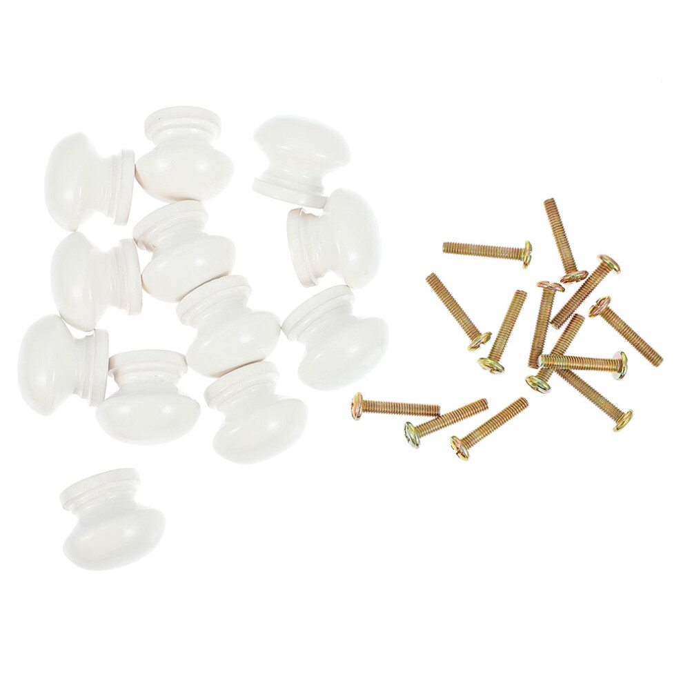 100Sets Sturdy White Wood Furniture Knobs Mushroom Shape For Drawers 3603166610600