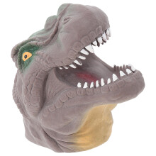 2Pcs Durable Brown Dino Head Finger Puppets Plastic Kids Toys