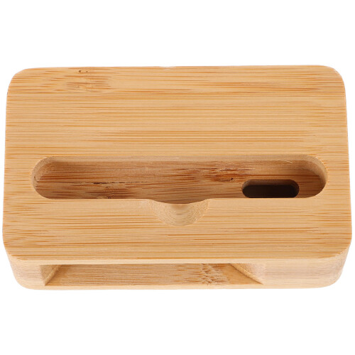 4Pcs Light Brown Bamboo Phone Stand Amplifier Loudspeaker for Home 1