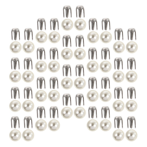 300Sets Easy-Install White Pearl Rivets Alloy for DIY Decoration