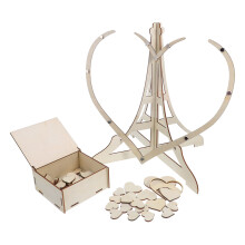 2Pcs Beige Wooden Heart Drop Box Romantic Wedding Guest Message Holder