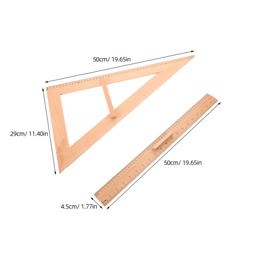 2Pcs Solid Wood Measuring Rulers Versatile Teaching Aid for School Use 2