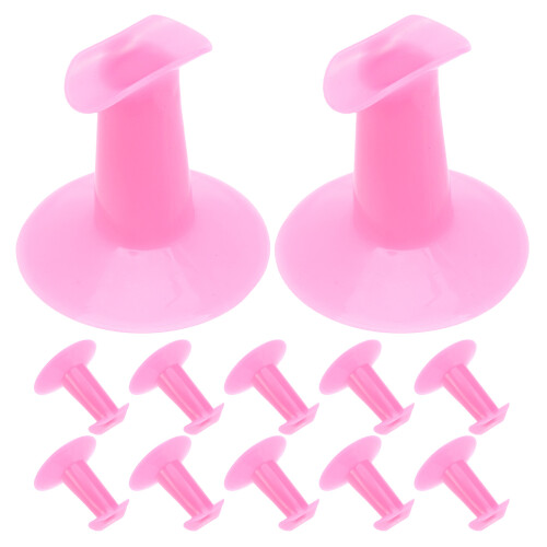24Pcs Nail Art Practice Display Stand Pink Plastic Finger Holder 1