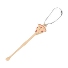 3Pcs Portable Metal Ear Scoop with Cute Khaki Pizza Design for Ear Wax