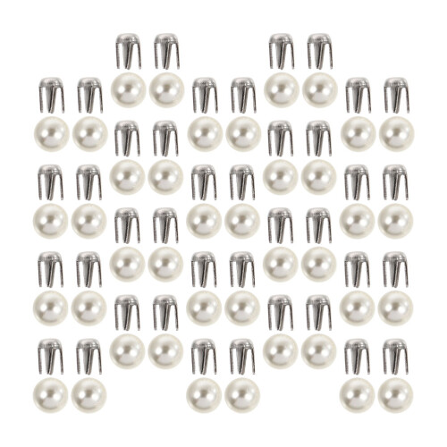 300Sets Easy-Install White Pearl Rivets Alloy for DIY Decoration 1