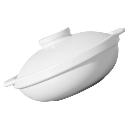 2Pcs Ceramic Cooking Pots White Kitchen Stew Casserole Pots for Home