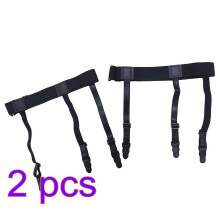 2Pairs Black Adjustable Shirt Stays with Anti-Slip Gel for Men Socks