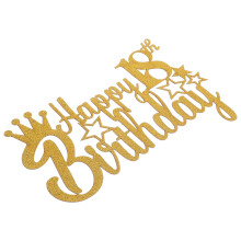2Pcs Golden Paper 18Th Birthday Cake Topper for Cake and Cupcake Decor
