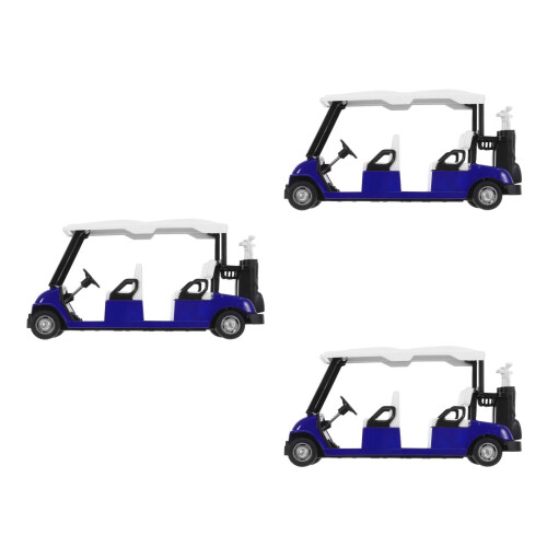 3Pcs Blue Mini Golf Cart Toy Pullback Diecast Model Decorative 1