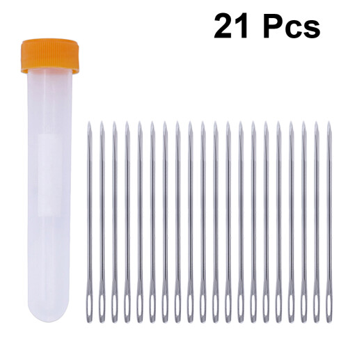 60Pcs Large-Eye Silver Stitching Needles for Craft and Sewing 1