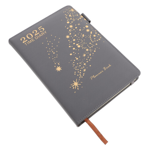 4Pcs Multifunctional 2025 Schedule PU Planner Notebook Grey for School
