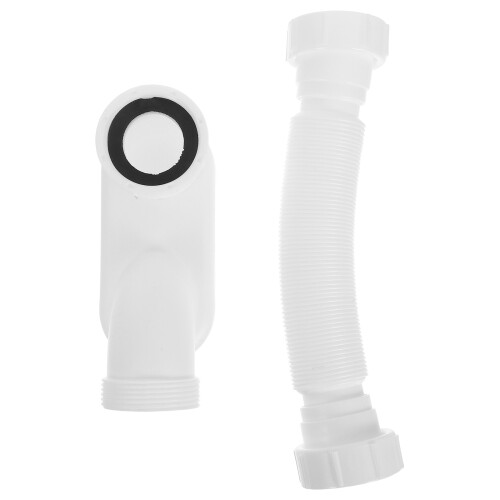2Pcs White Bathroom Tub Drain Pipe Flexible Ps Plastic Odor Prevention 2