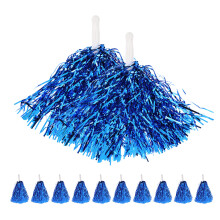32Pcs Blue Metallic Foil Cheerleading Pom Poms Lightweight Pet Handles