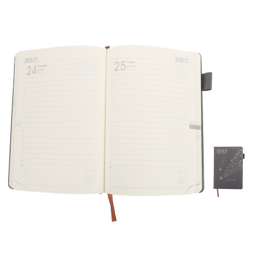 4Pcs Multifunctional 2025 Schedule PU Planner Notebook Grey for School 2