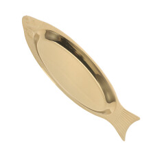 3Pcs Golden Stainless Steel Fish Shaped Serving Plates for Home