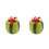 2Sets Creative Ceramic Watermelon Fork Holder with Metal Fruit Picks 4