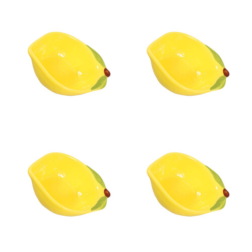 4Pcs Lemon Shaped Ceramic Bowls Cute Yellow Kitchen Decor Storage Dish 2