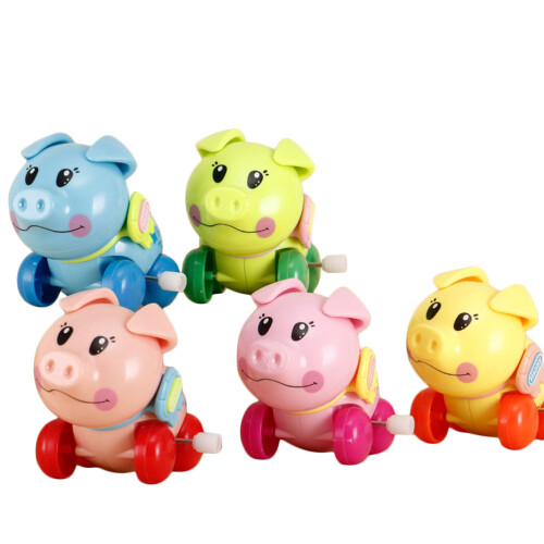 2Pcs Clockwork Toys Plastic Pig Cartoon for Kids Playing Development 1