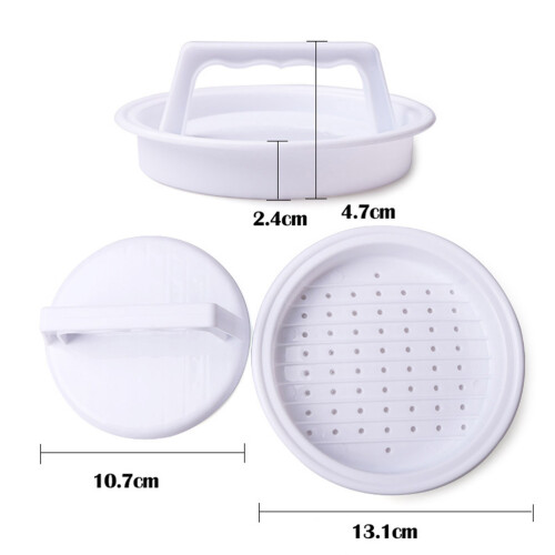 2Pcs White Food Safe Microwave Maker Mold for Hamburger Cooking 2