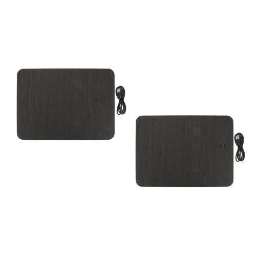 2Pcs Wireless Charging Mouse Pad for Computer PU Black Gaming Mat 2
