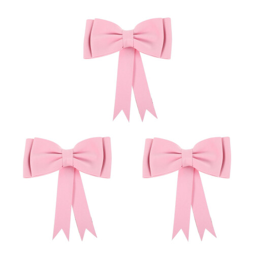 3Pcs Pink Car Bowknot Decorations Waterproof Sponge for Tail Bumper 2