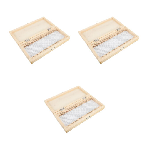 3Pcs Light Brown Wooden Slide Storage Box for Microscope Slides Holder 2