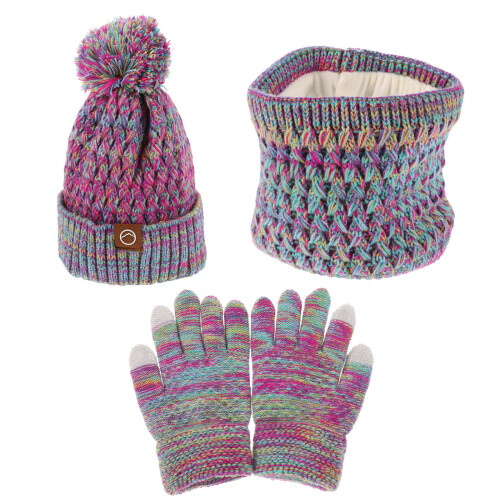 3Pièces Ensemble Violet Bonnet Hiver 1