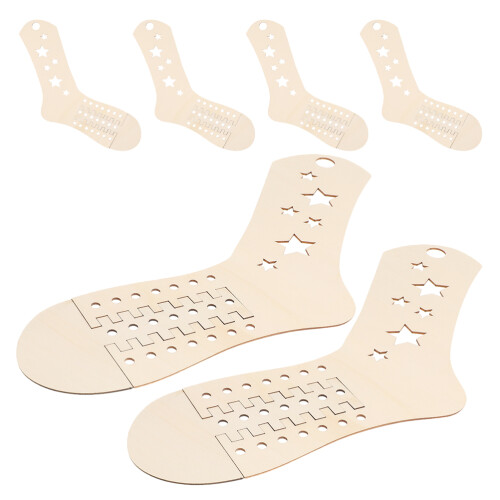12Pcs Beige Wooden Sock Stretchers Adjustable Knit Sock Blocking Tools