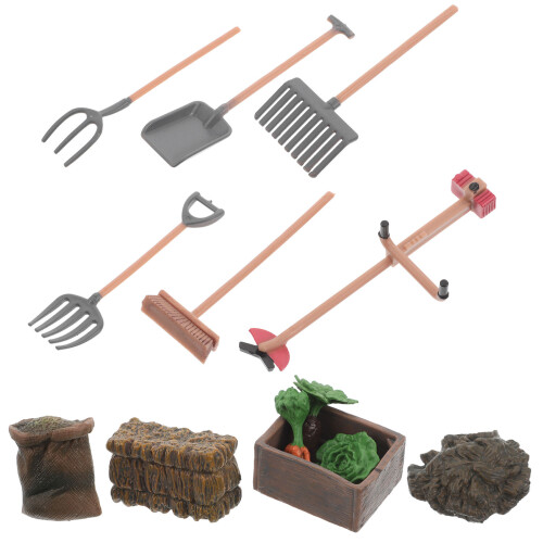 3Sets Plastic Miniature Farm Tool Set with Carrot Fork Brush for Kids 1