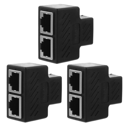 12Pcs Black Lan Splitter Ethernet Cable Adapter Dual Female Connector