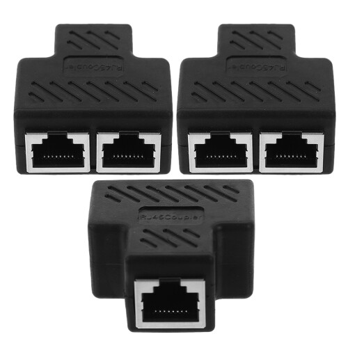 12Pcs Black Lan Splitter Ethernet Cable Adapter Dual Female Connector 2