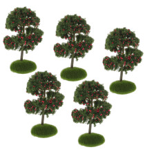 20Pcs Realistic Red Mini Trees for Model Building and Micro Landscape