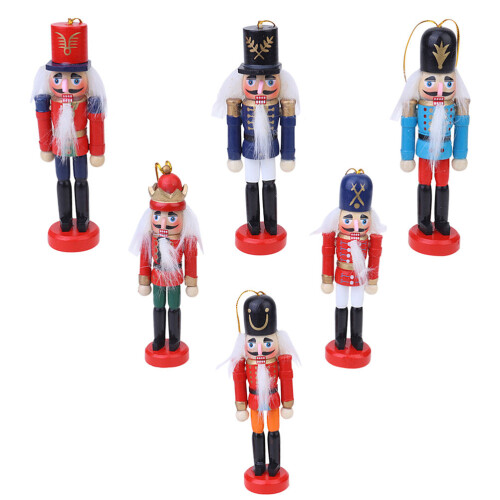 12Pcs Painted Wooden Nutcracker Puppet Hanging Xmas Ornaments