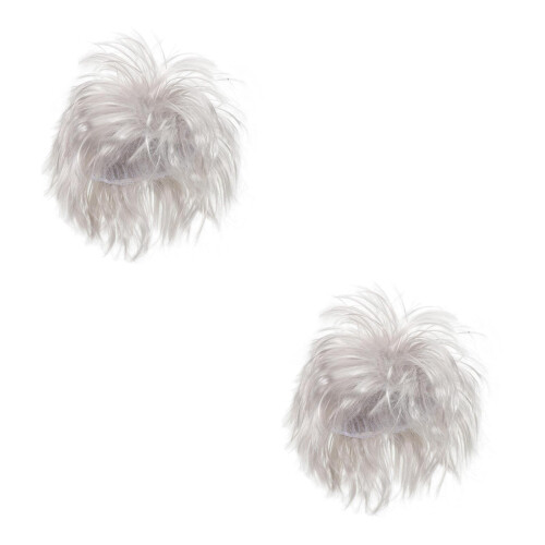 2Pcs Halloween White Synthetic Wig Punk Rocker Mullet Cosplay 2