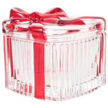 3Pcs Elegant Red Glass Heart Trinket Organizer Jewelry Jar