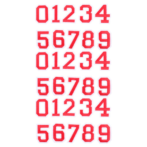12Sets Red Number Labels Non-Woven Fabric Quick Adhesive Team Decals