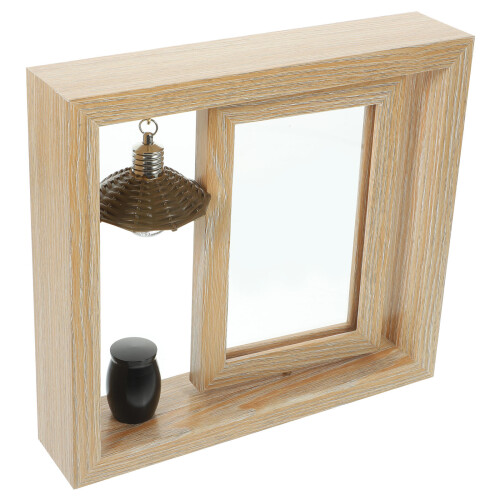 3Sets Beige Wood Picture Frames with Stable Desktop Urn for Ashes 2