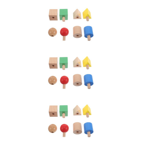 3Sets Montessori Schroef- En Blokspel Kinderen Multikleur 1