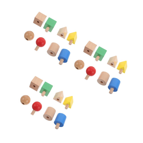 3Sets Montessori Schroef- En Blokspel Kinderen Multikleur 2