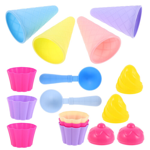 12Sets Multipurpose Plastic Ice Cream Cone Toys Assorted Colors 2