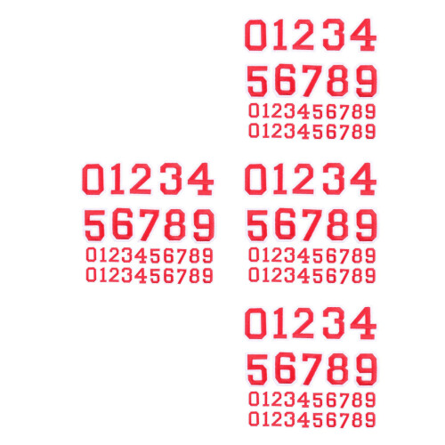 12Sets Red Number Labels Non-Woven Fabric Quick Adhesive Team Decals 2
